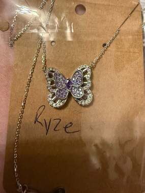 Ryze Party Sterling Silver Purple Butterfly Pendant Necklace
